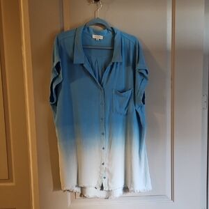 Umgee Light Blue Summer Shirt Dress XL